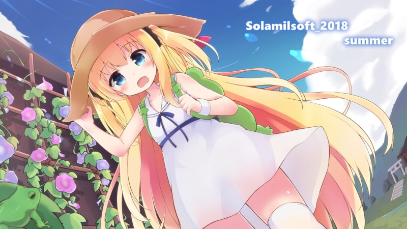 long hair, anime girls, blue eyes, white dress, blonde, loli, 1080P, straw hat