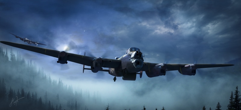 British, art, air vehicle, travel, plaque, military, low angle view, operation " Chastise", sky, WW2, dam Me and Eder, 4K, Avro 683 Lancaster, airplane