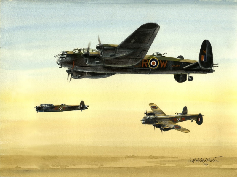 four-engine, figure, British, bomber, Avro Lancaster, art, heavy, 4K