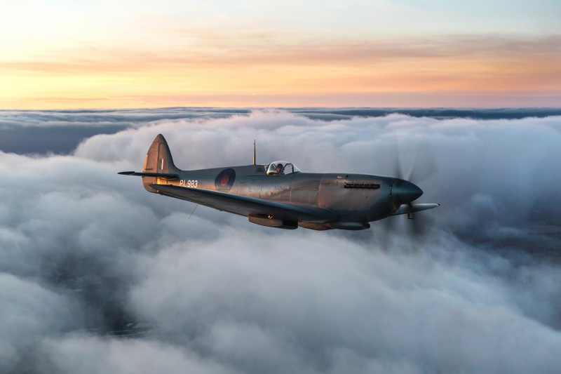 The sky, The Second World War, Clouds, 1080P, Supermarine Seafire, Spitfire PR.Mk XI, Fighter, RAF, Spitfire