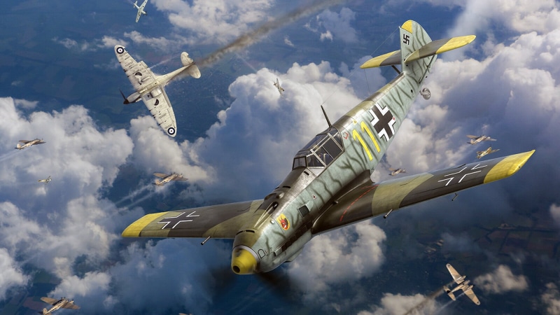 German medium bomber, Messerschmitt Bf.109, 1080P, Heinkel He 111, Battle of Britain, single-engine piston fighter-low, British fighter, Supermarine Spitfire