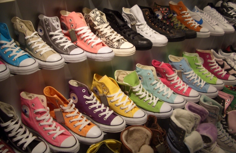 market, order, retail display, indoors, retail, temptation, in a row, still life, no people, Converse, large group of objects, collection, variation, arrangement