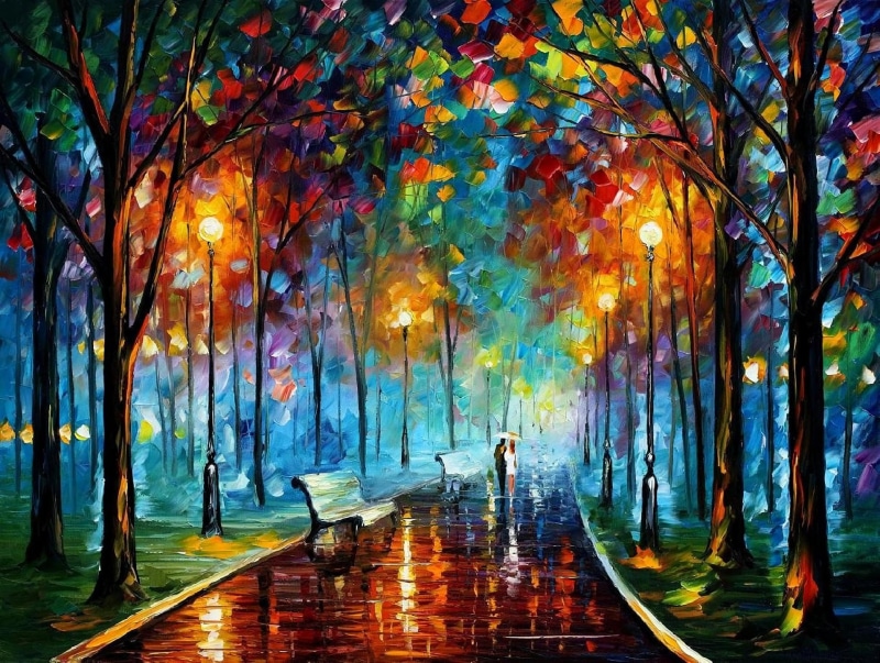 Painting, 1080P, Artistic, Impressionist, Park, Tree, Couple