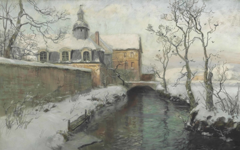Norwegian landscape painter, Winter, Norwegian Impressionist painter, 2K, Frits Thaulov, Frits Thaulow