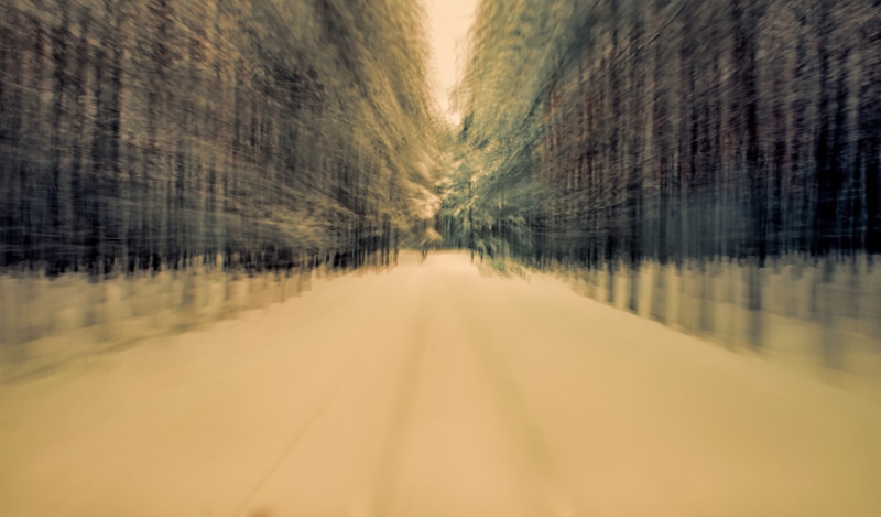 tree, blurred motion, beauty in nature, sunset, mystical, dynamic, plant, sky, transportation, the way forward, city, painting, snow, motion, outdoors