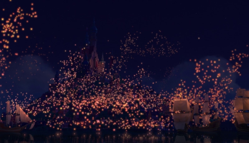 night, Disney Company, movies, x, art, rapunzel, tangled, company, 720P, lanterns, hd, lights, disney, entertainment