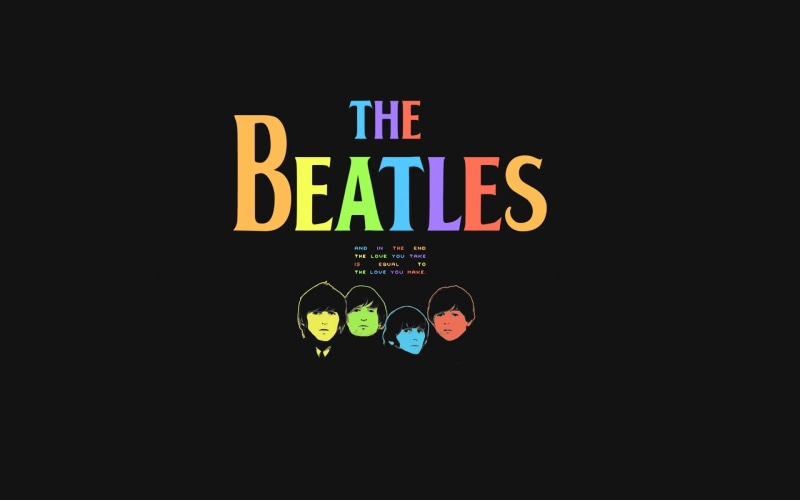 black background, multi colored, no people, studio shot, beatles, 1080P, cut out, illuminated, night, information, communication, logo, dark, Music, nightlife