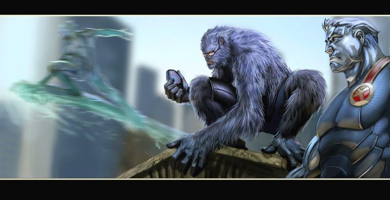 transfer print, representation, primate, Beast (Henry McCoy), human representation, perching, no people, animals in the wild, sculpture, statue, vertebrate