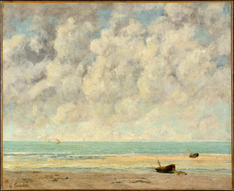 sea, transfer print, 2K, water, sand, horizon, classic art, land, tranquility, oil painting, sky, Gustave Courbet, nature, beauty in nature, beach, scenics - nature