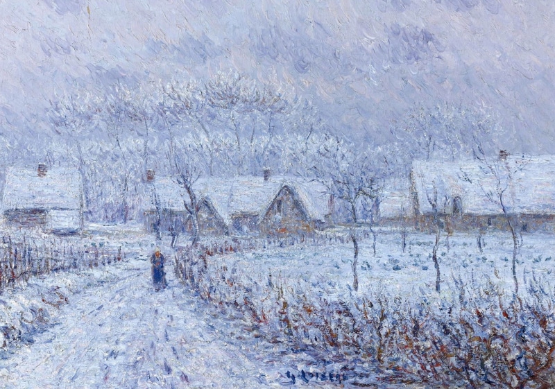 Gustave Loiseau, classic art, field, snow, plant, cold temperature, day, no people, outdoors, landscape, non-urban scene, tree, scenics - nature, environment