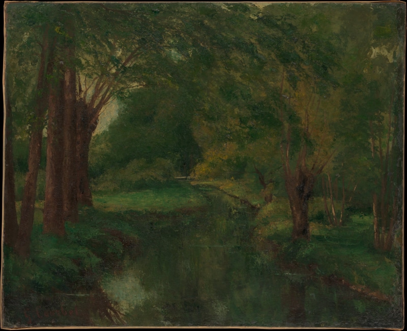 land, landscape, beauty in nature, woodland, Gustave Courbet, classic art, no people, green color, day, nature, lush foliage, tranquil scene, tranquility