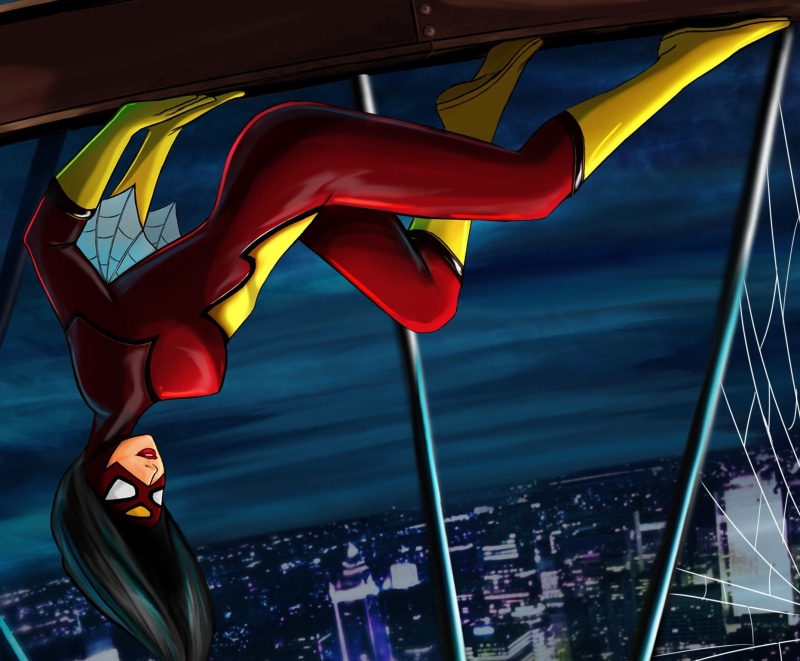 Marvel Comics, costume, Spider-Woman, the city, 1080P, Jessica Drew