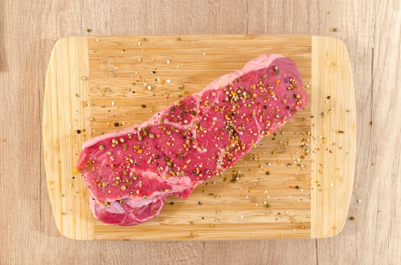 table, closeup, meat, barbecue, board, juicy, dieting, background, cutting board, close-up, knife, salt, rosemary, steak, preparing food, raw food, protein