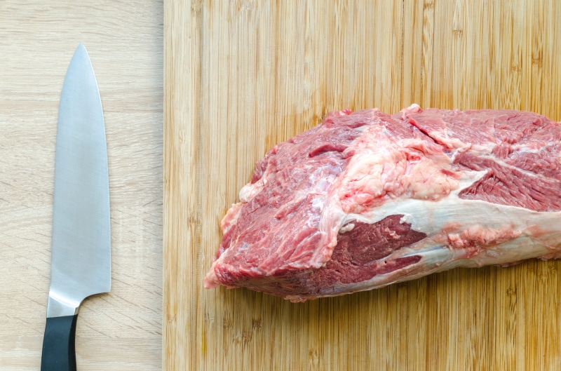 sirloin, slice, fillet, grilled, cooked, roasted, knife, meat, still life, wood, steak, fresh, raw food, cut, ribeye, indoors, herbs, beefsteak, preparation