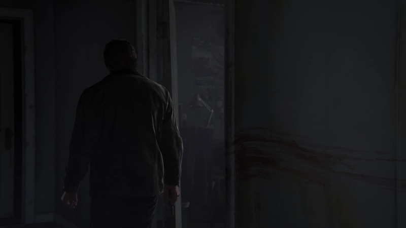 club, gray, one person, indoors, leisure activity, adult, golf, The Last of Us Part 2, standing, building, black, lifestyles, rear view, dark, real people