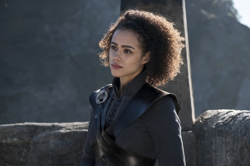 Nathalie Emmanuel, looking away, looking, contemplation, tv series, beauty, wall - building feature, hair, young women, one person, leisure activity, young adult