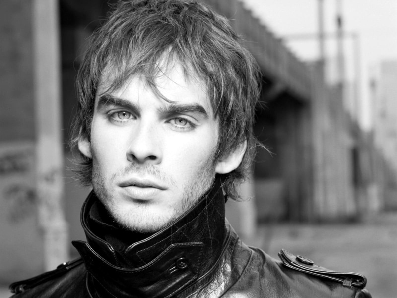 men, jacket, actor, 720P, somerhalder, leather, ian somerhalder, black, bristle, bw, ian, s