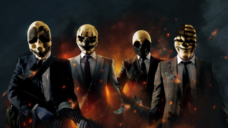 business, suit, s, mystery, 1080P, business Person, four, Payday: The Heist, notched, representation, jackets, money, digital composite, fire, group of people