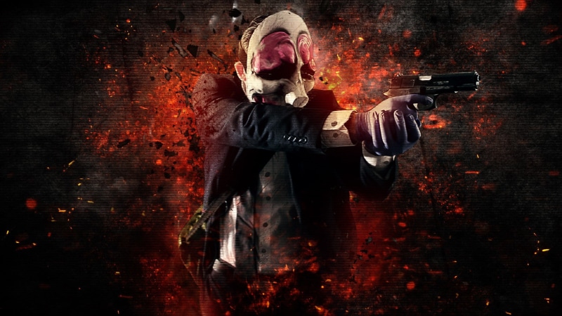 Bank Robbery, mask, Overkill Software, payday, 1080P, Hoxton, heist, money, Video Game, hd, weapon, Payday: The Heist, background, gun, Colt M1911