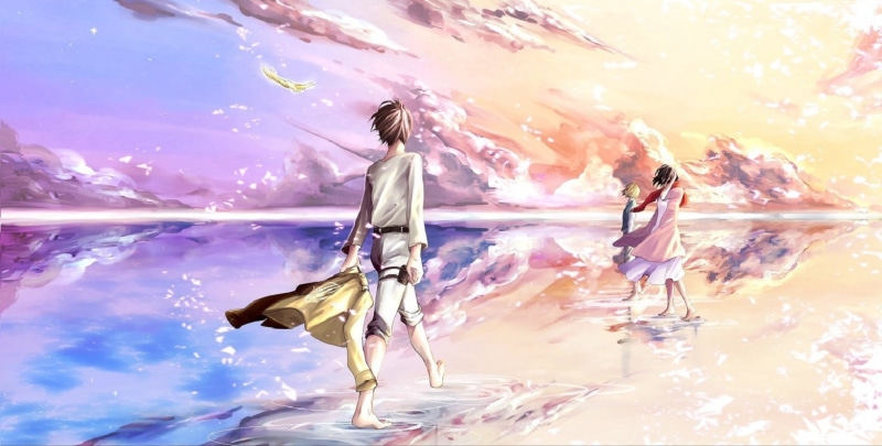 sky, Armin Arlert, landscape, Eren Jeager, anime, Shingeki no Kyojin, 720P, Mikasa Ackerman, anime girls