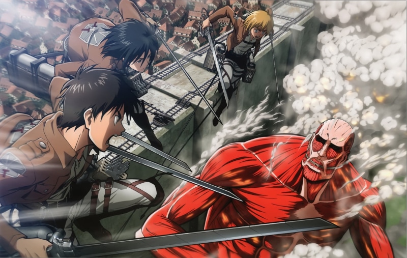 Eren Yeager, Mikasa Ackerman, 1080P, Attack On Titan, Armin Arlert, Bertolt Hoover, Weapon, Black Hair, Colossal Titan, Anime