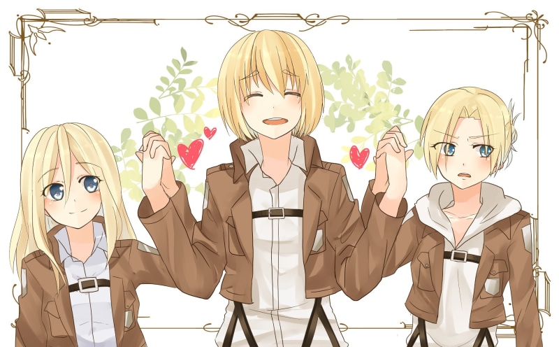 720P, Anime, Armin Arlert, Annie Leonhart, Historia Reiss, Attack On Titan