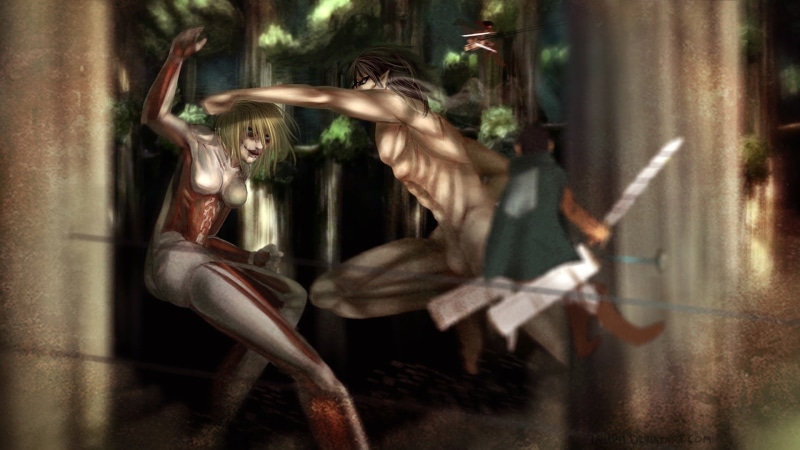 1080P, Attack On Titan, Anime, Annie Leonhart, Eren Yeager