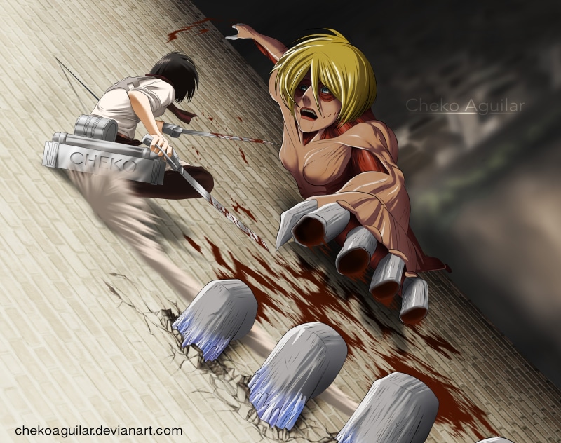 Attack On Titan, Female Titan, Mikasa Ackerman, Annie Leonhart, 5K, Anime