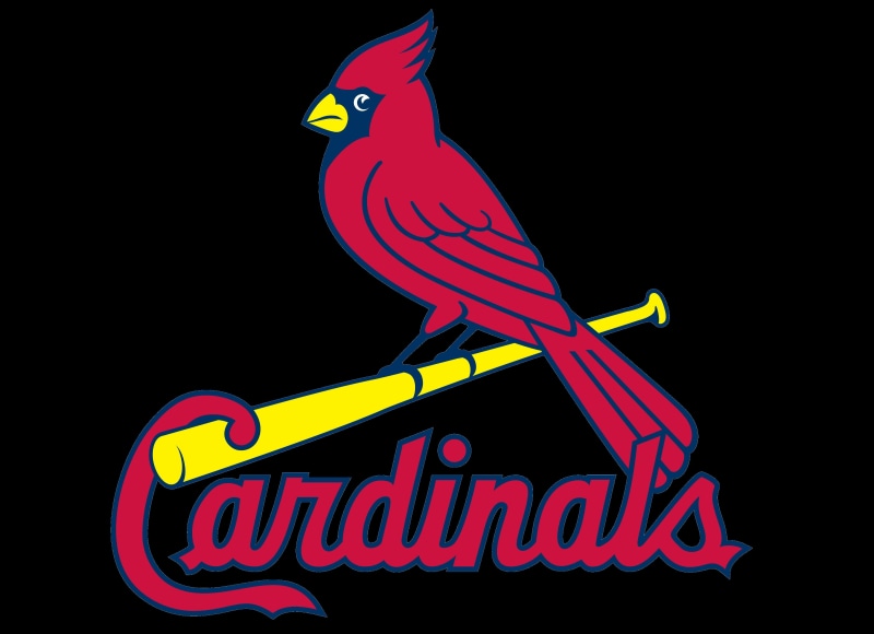 Major League Baseball, animal themes, Saint Louis Cardinals, logotype, western script, text, Cardinals, night, outdoors, 4K, vertebrate, yellow, representation