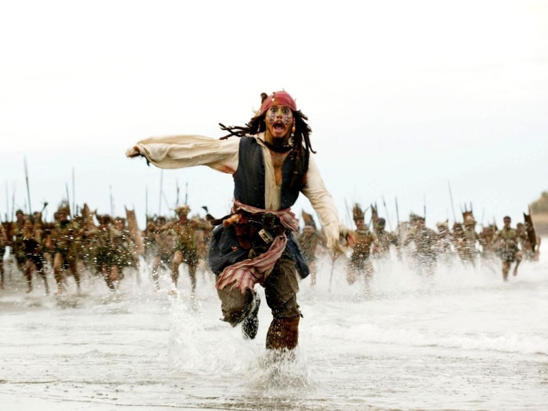 ocean, shore, caribbean, sparrow, movies, jack, 720P, art, pirates, running, water, nature, hd, captain, wallpape, oceans, x