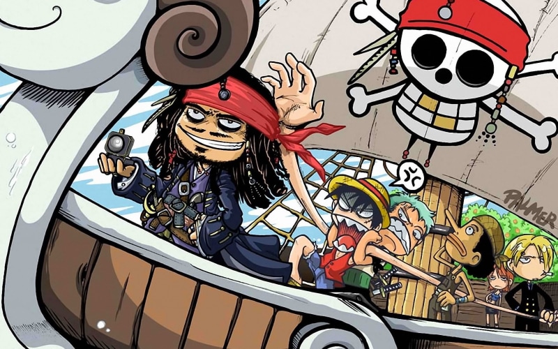 piece, roronoa, art, luffy, sparrow, anime, fan, sanji, pirates, zoro, captain, nami, monkey, jack, crossovers, 1080P, caribbean