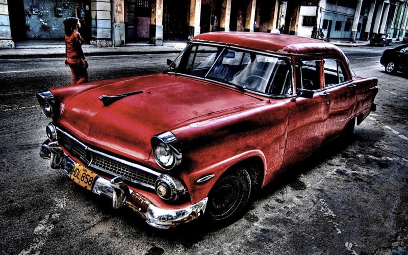 numbers, Cuba, Oldtimer, 1080P, red cars, car, vehicle