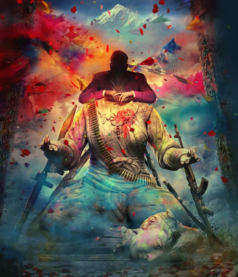 blazer, holiday - event, religion, Far Cry 4, man, belief, celebration, adult, smoke - physical structure, spirituality, multi colored, illustration, technology