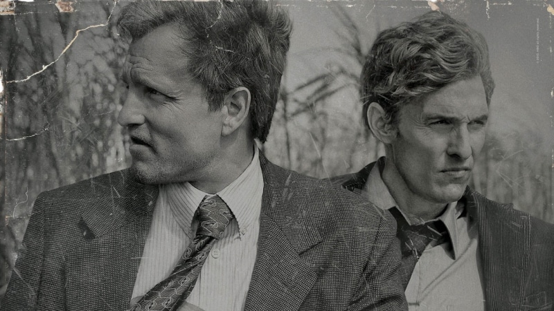 couple - relationship, True Detective, togetherness, 1080P, lifestyles, front view, Matthew McConaughey, real people, mid adult men, mid adult, wall - building feature