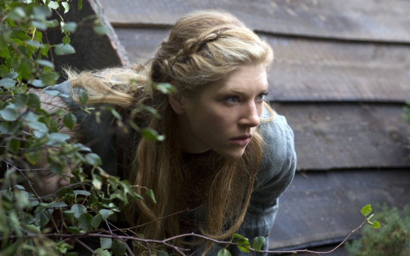 young adult, leisure activity, looking away, Vikings (TV series), blond hair, plant, model, long hair, contemplation, woman, adult, casual clothing, black