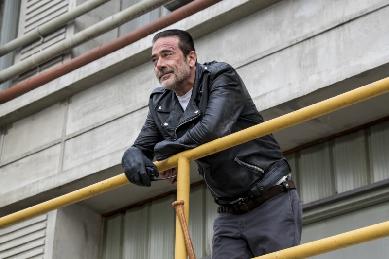 men, TV Series, looking into the distance, 1080P, actor, black jackets, Jeffrey Dean Morgan, black gloves, Smug face, beard, celebrity, smile, jacket