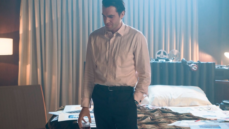slacks, white, best tv series, black, Matt Whelan, man, dress, American Playboy: The Hugh Hefner Story, shirt, 2K
