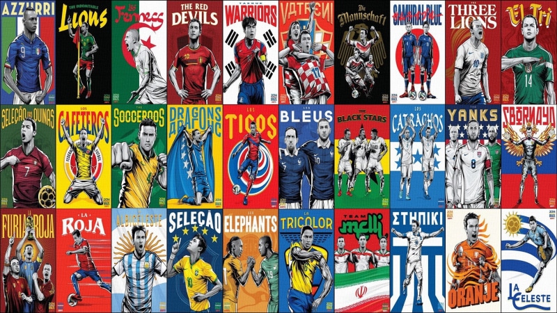multi colored, female likeness, title, no people, representation, 1080P, choice, male likeness, FIFA World Cup, text, large group of objects, human representation