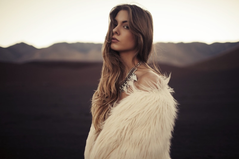 women, Carmella Rose, adult, young women, sky, model, contemplation, beautiful woman, leisure activity, hair in face, fur coats, beauty, hair, 720P, brunette