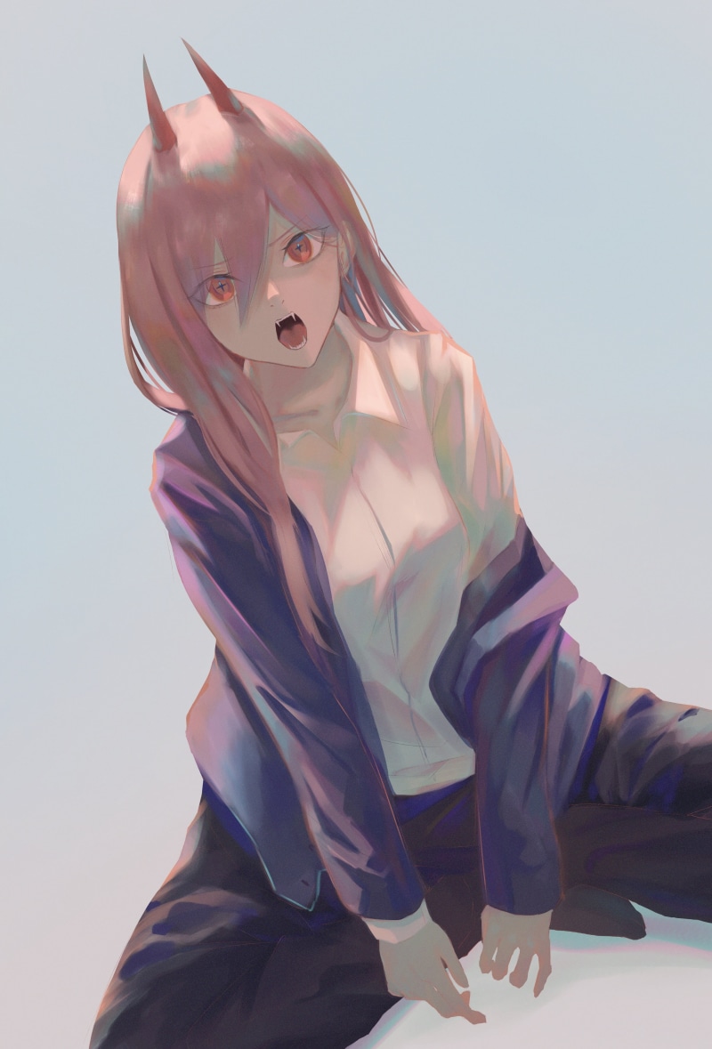 looking at viewer, Power (Chainsaw Man), 4K, anime girls, portrait display, 7ife, Chainsaw Man