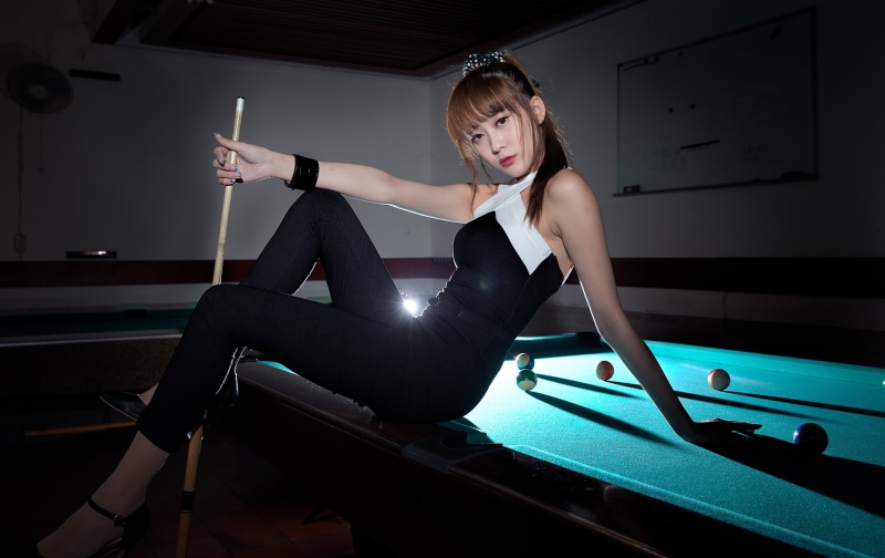 women, billiard balls, Asian, model, 4K