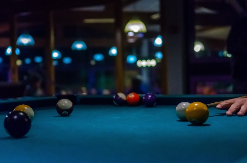snooker, bar - drink establishment, game, leisure games, pool ball, table, focus on foreground, aiming, leisure activity, pool - cue sport, billiards, pool cue