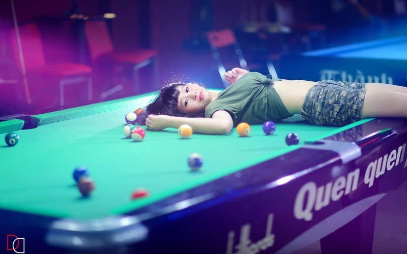 1080P, girl, table, billiards