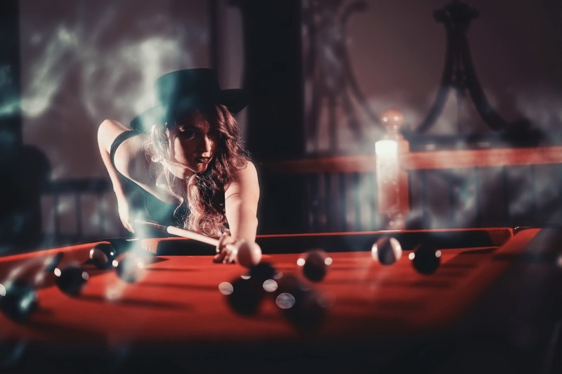girl, Billiards, hat, 1080P