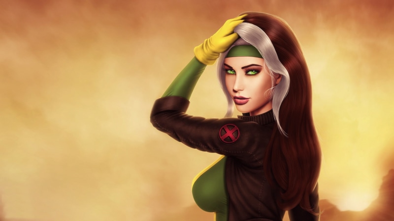 1080P, girl, chest, beauty, face, marvel comics, Rogue, X-Men, Anna Marie, hair