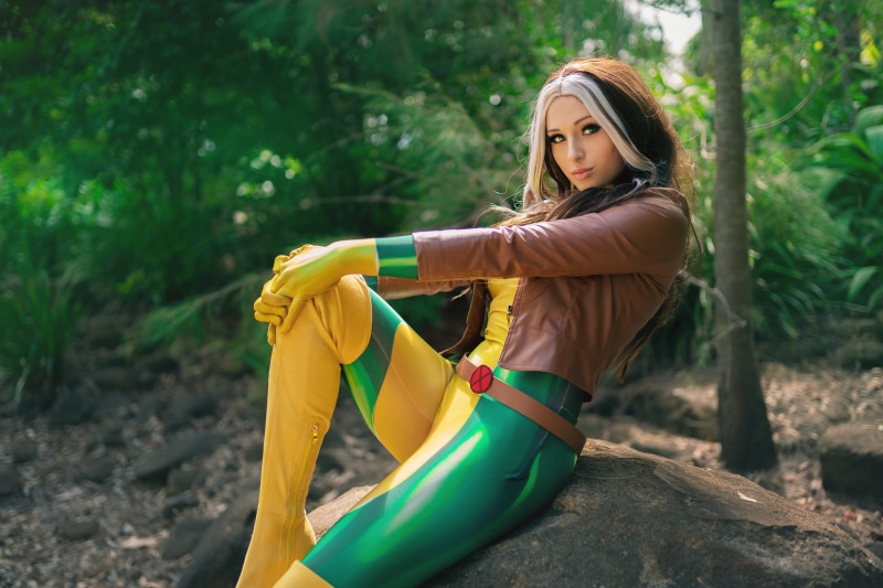 5K, Cosplay, Green Eyes, Brunette, Depth Of Field, Rogue (Marvel Comics), Leather Jacket, Woman, Girl, X-Men, Women, Marvel Comics