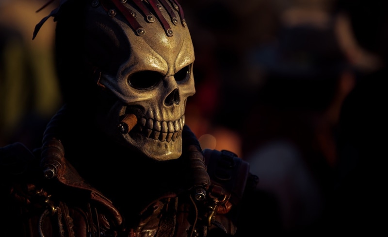 dark, evil, mask, glass, decor, unrecognizable person, headshot, festival, cigars, carnival - celebration event, fear, disguise, mystery, close-up, spooky