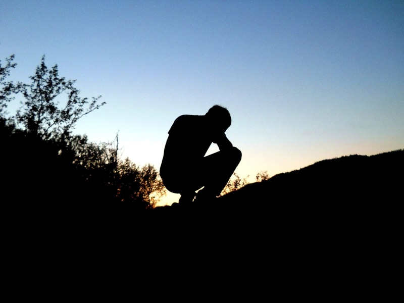 teenager, black, 1080P, sky, adult, squatting, leisure activity, light, men, dark, the phantom, nature, curved, prostration, contrast, people, one person