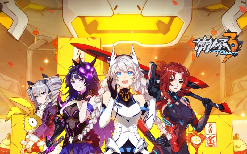 human representation, Bronya Zaychik, portrait, mask, Kiana Kaslana, mask - disguise, mammal, 1080P, unrecognizable person, Raiden Mei, yellow, representation