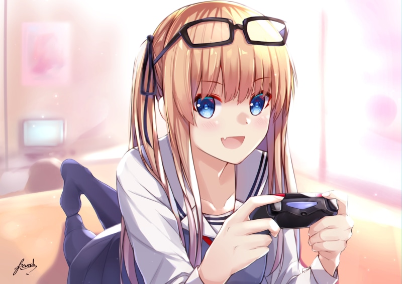 2K, Saenai Heroine no Sodatekata, DualShock 4, anime girls, Sawamura Eriri Spencer, blonde